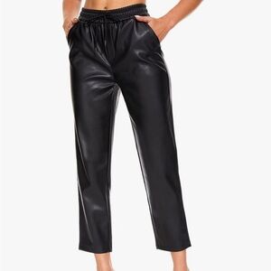Sleek Black Leatherette Cropped Pants